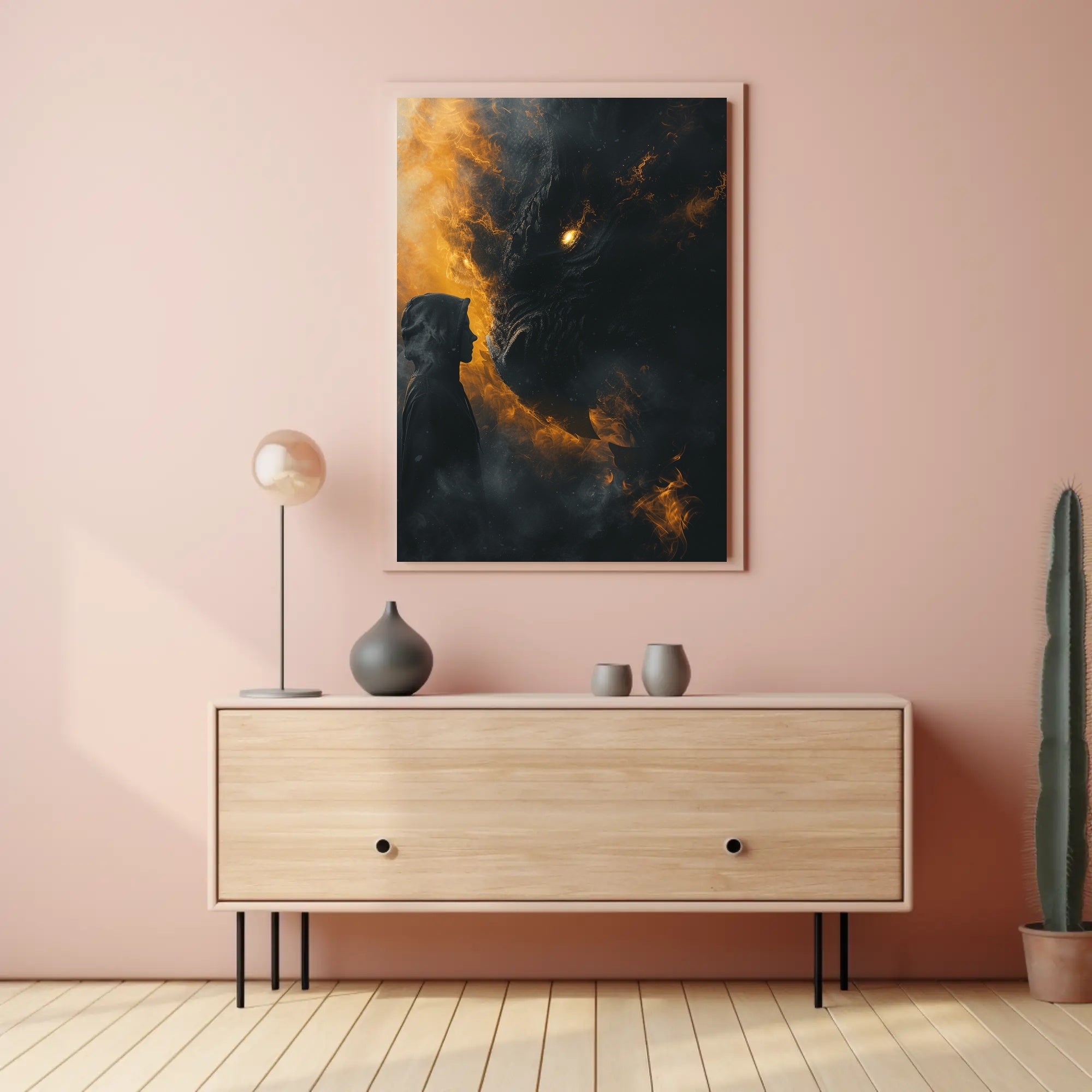 Dragon Confrontation Fantasy Art Poster Print PosterGoat