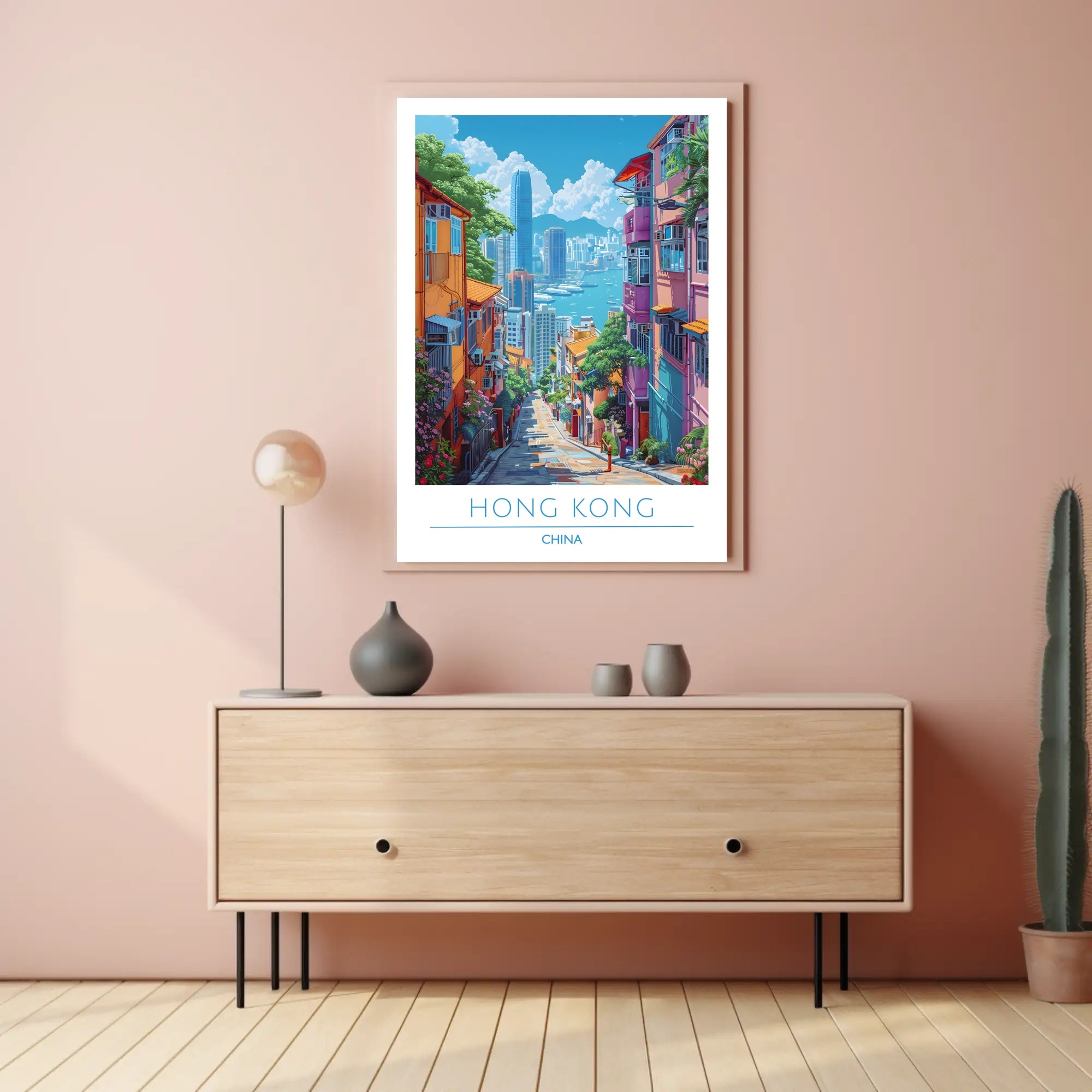 Vibrant Hong Kong Cityscape Adventure Urban or Cityscape Poster