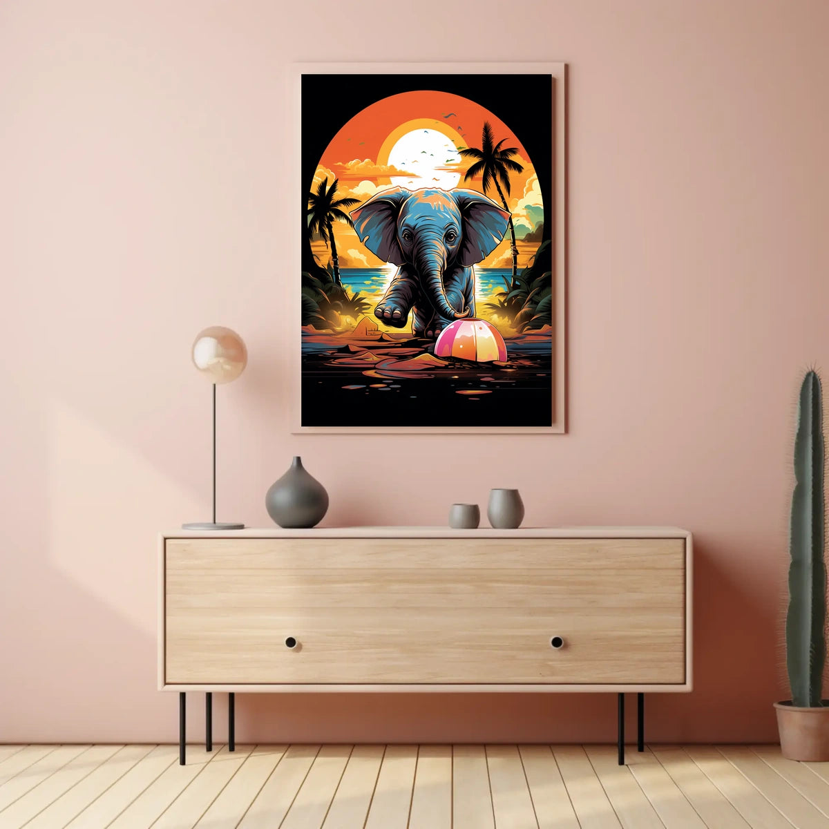 Elephant Paradise At Sunset Poster