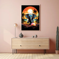 Elephant Paradise At Sunset Poster