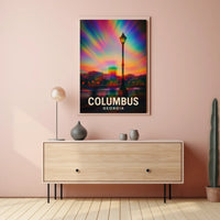 Columbus Georgia Vibrant View Travel Cityscape Impressionism Digital Painting Decor Poster