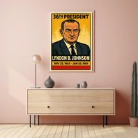 Lyndon B. Johnson 36th President of the United States Inked Comic Style Poster