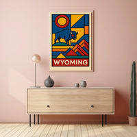 Wyoming A Geometric Tribute Poster