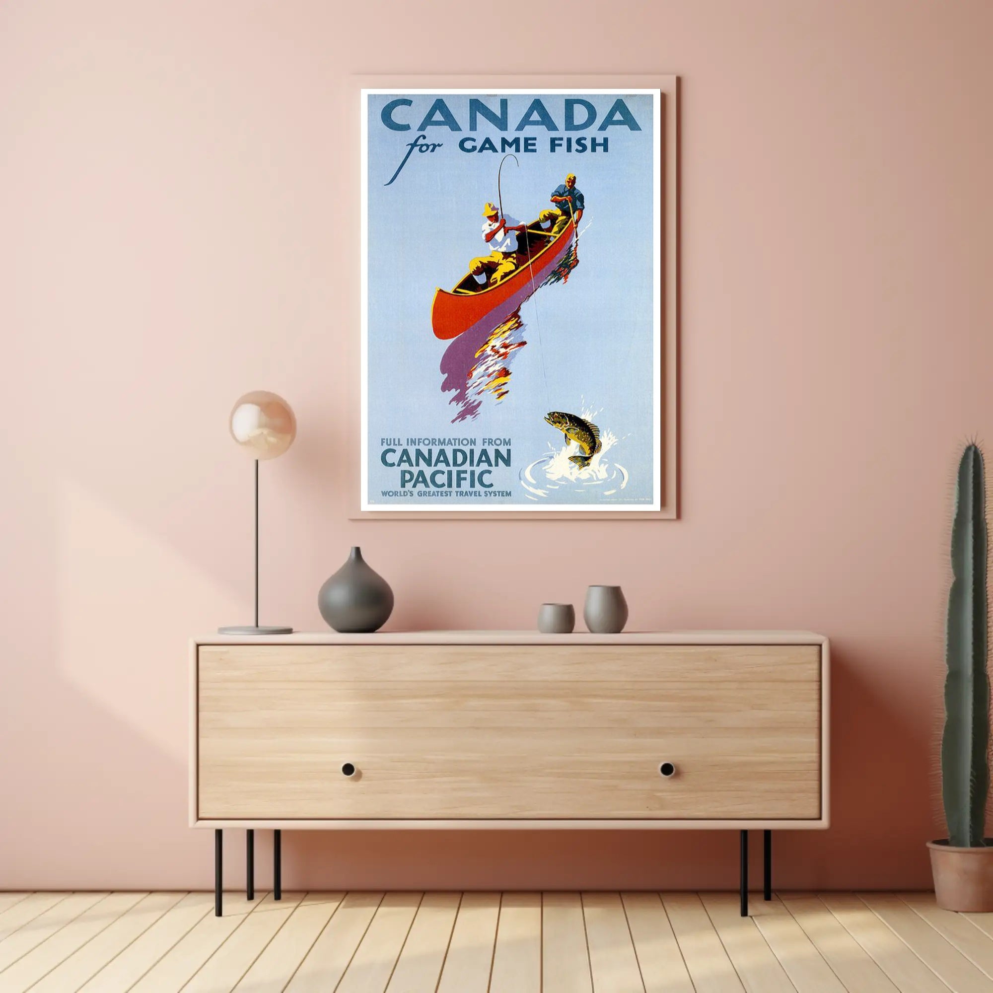 Fishing Adventure in Canada Vintage Travel Poster PosterGoat