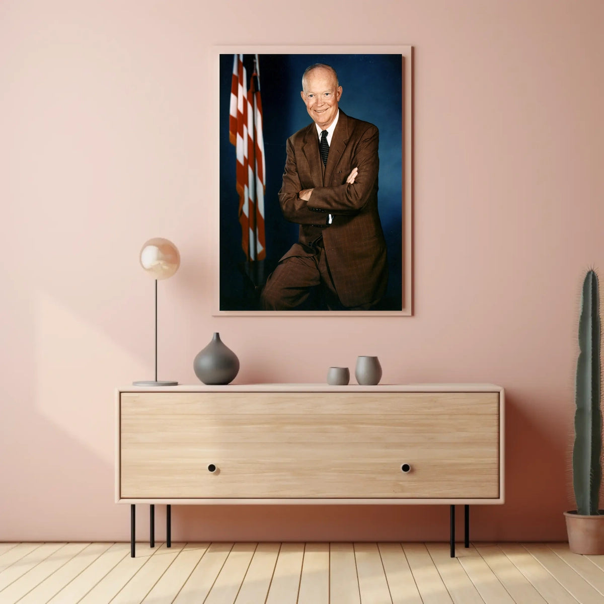 Presidential Pose with Flag – Dwight D. Eisenhower Poster