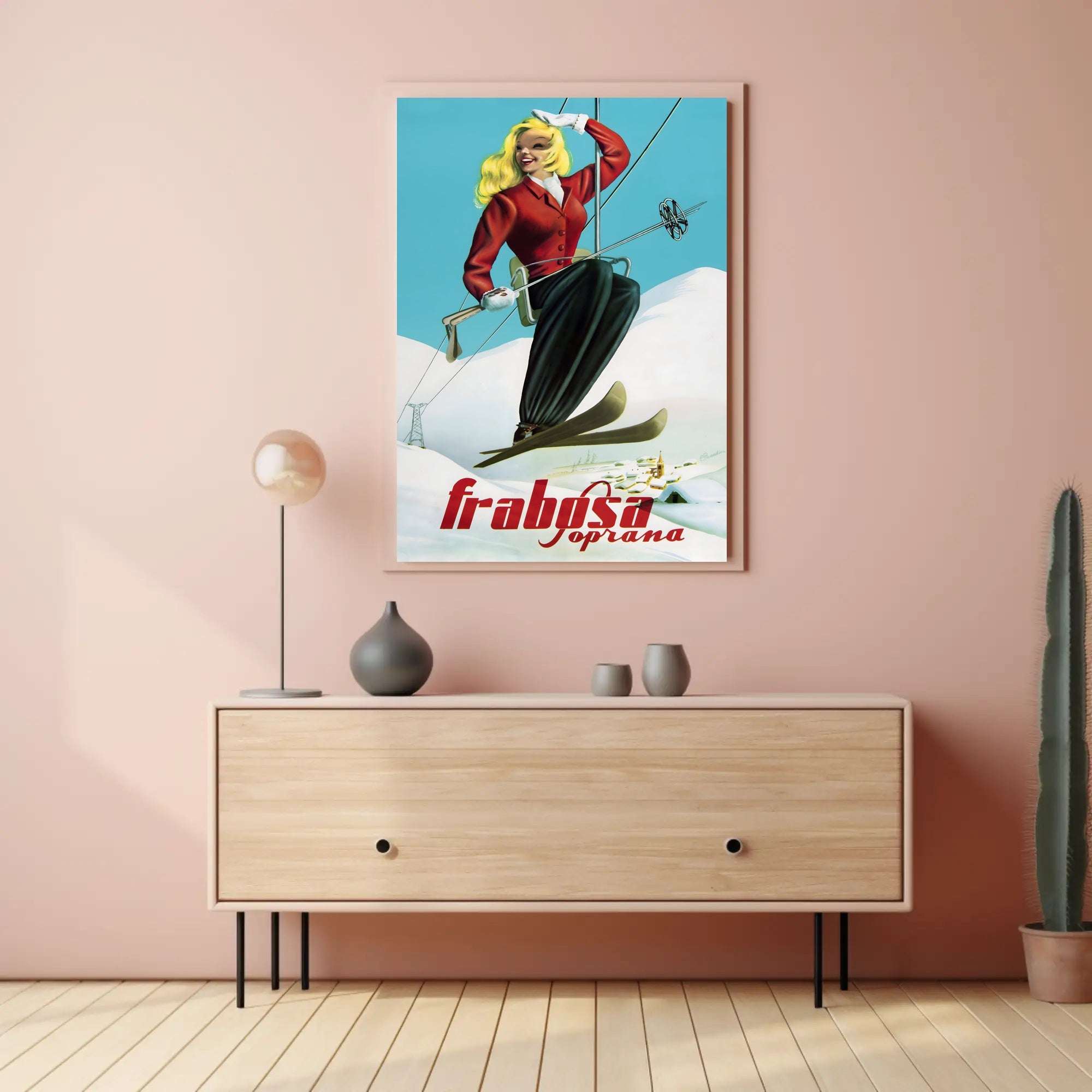 Vintage Alpine Ski Lift Adventure Travel Poster PosterGoat