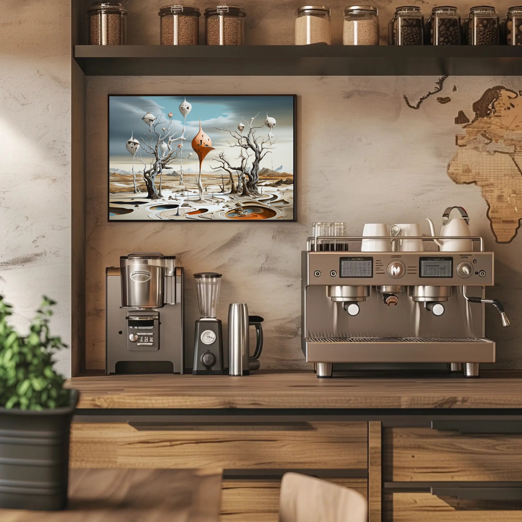 Surreal Landscape with Futuristic Tree-Pods: Sci-Fi Poster