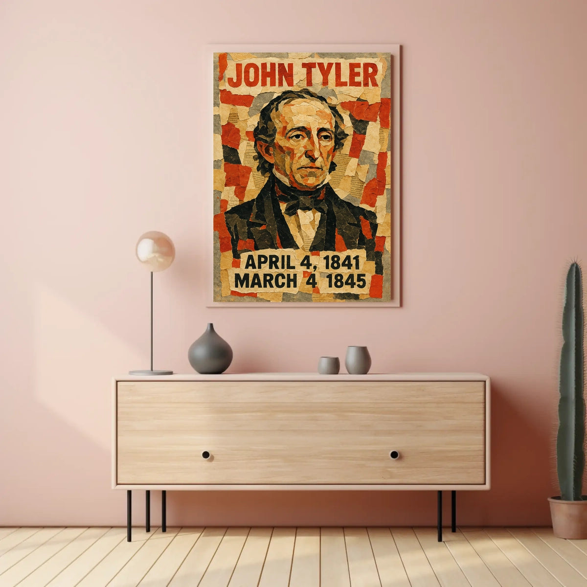John Tyler 10th President of the United States Layered paper Collage Poster