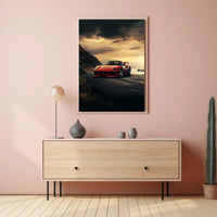 Sunset Drive Red Sports Car Poster