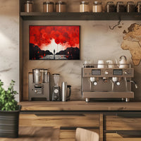 Surreal Silhouette in Red and Black Abstract or Artistic Poster