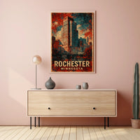 Rochester Cityscape Vintage Art Poster