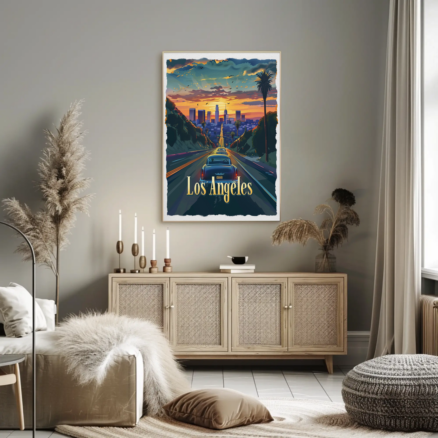 Los Angeles Sunset Boulevard Classic Cars Travel Poster Travel Poster