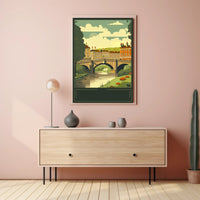Serene Riverside Townscape Poster