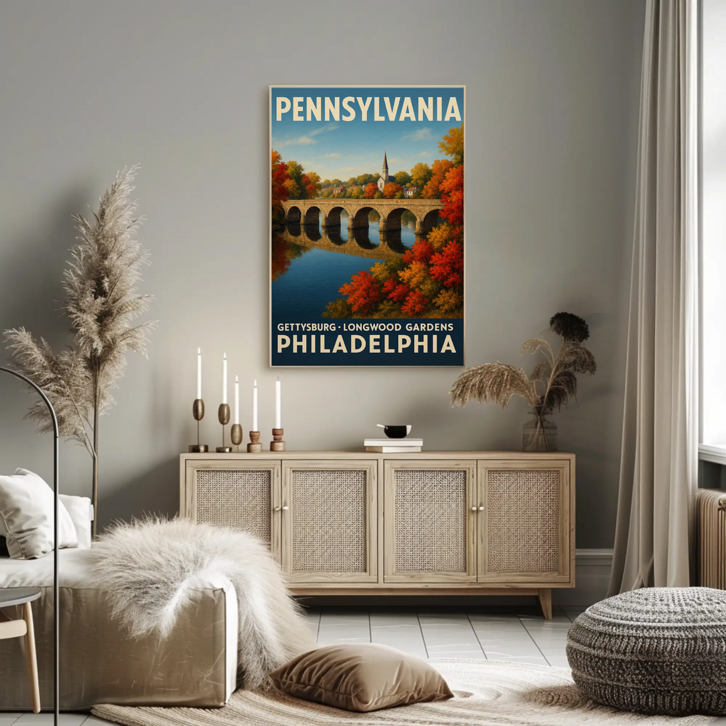 Pennsylvania Gettysburg Longwood Gardens Travel Poster