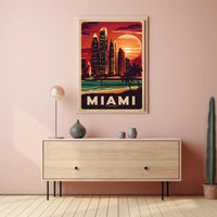 Miami Sunset Skyline Poster