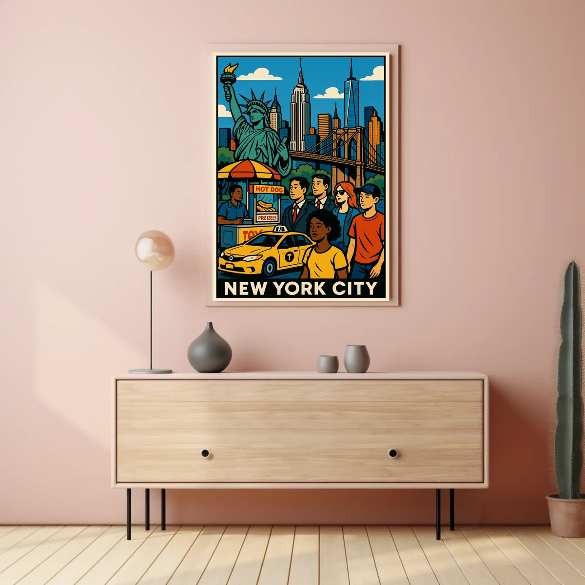 New York City Skyline Panorama Poster Modern Wall Art