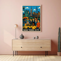 New York City Skyline Panorama Poster Modern Wall Art