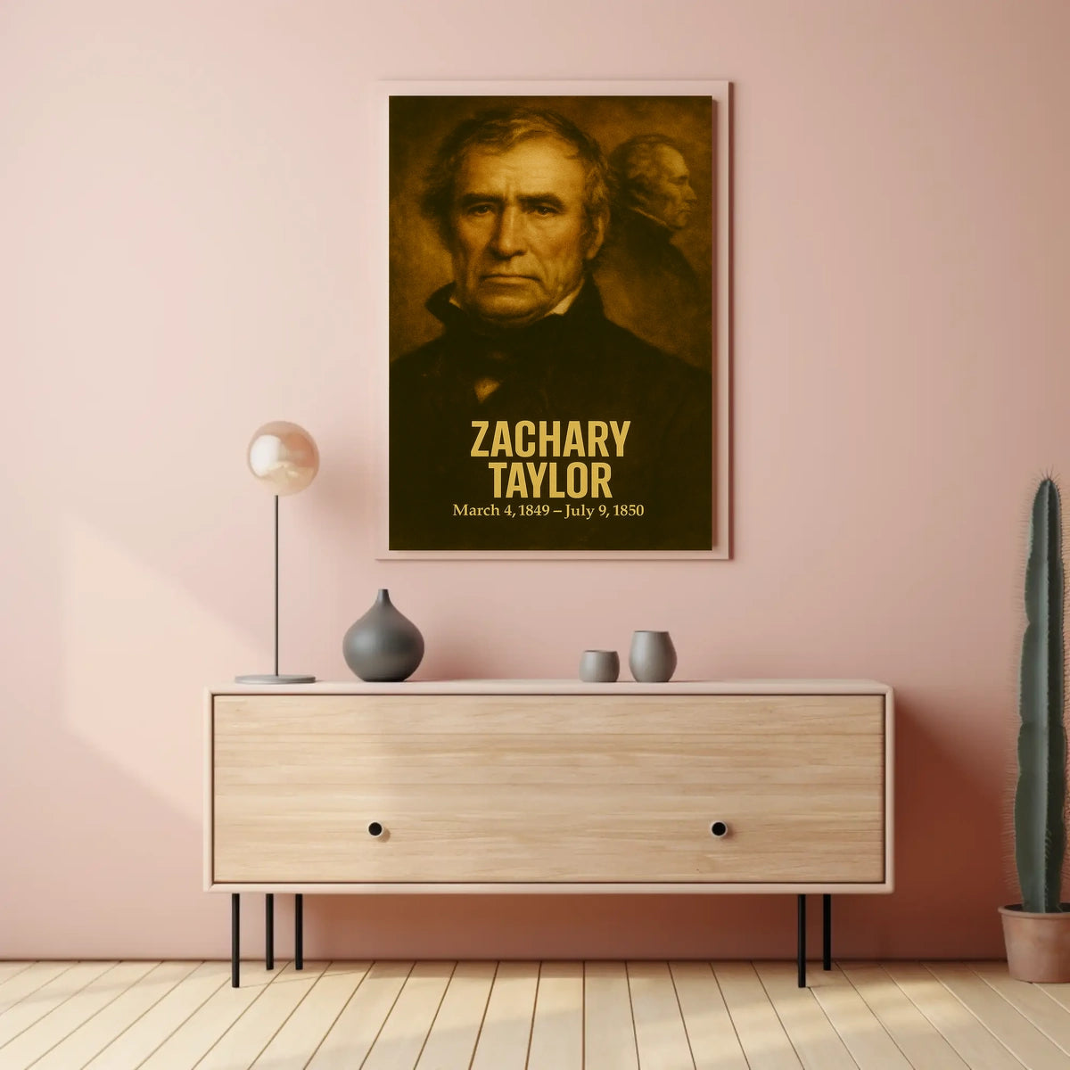 Zachary Taylor Presidential Poster Vintage Analog Film Aesthetic Historical Portrait Wall Art Print