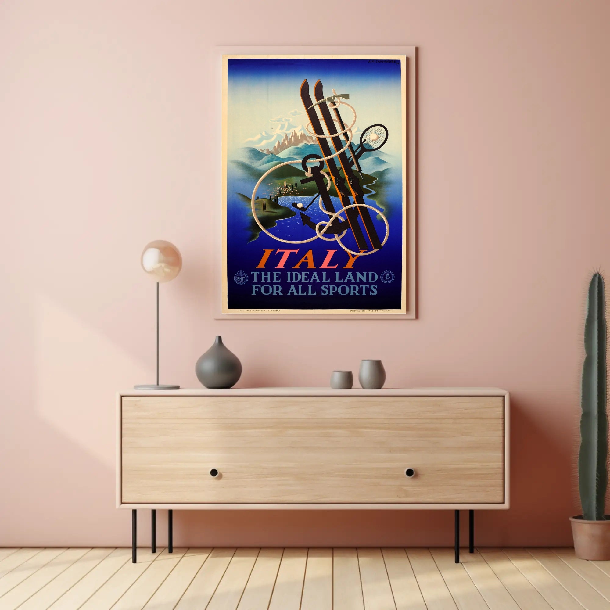 Italy Sports Adventure Vintage Poster Art Deco Influence PosterGoat