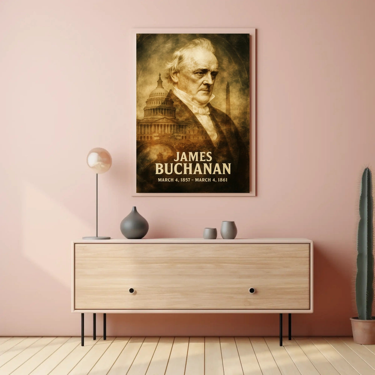 James Buchanan 15th President of the United States Double Exposure Poster