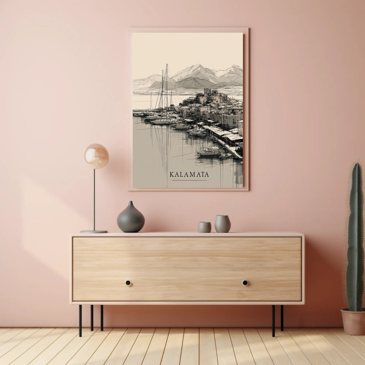 Kalamata Harbor Sketch Poster