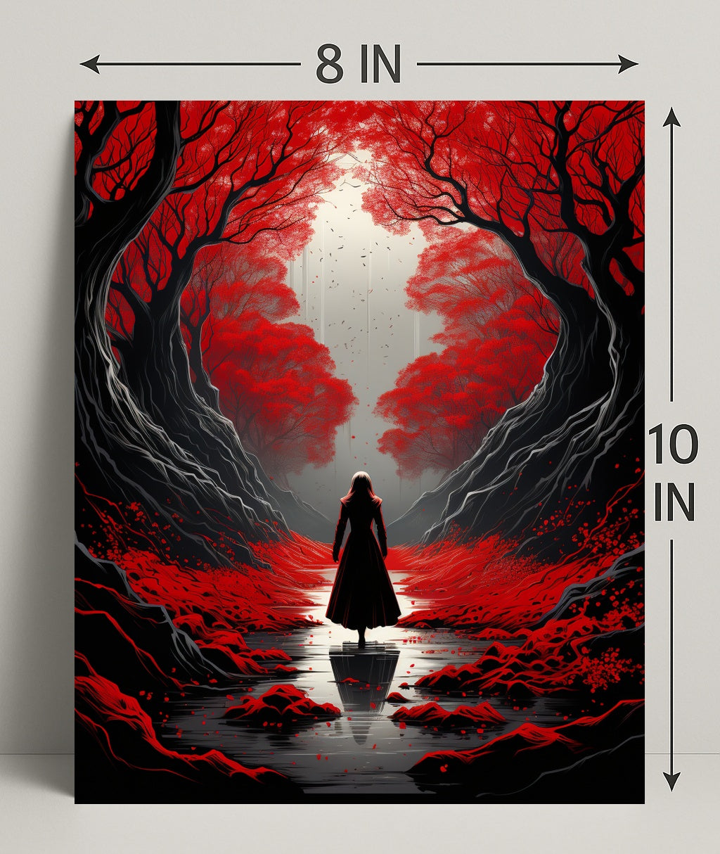 Enchanted Red Forest Poster