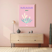 Miami Beach Coral Fantasy Travel Poster PosterGoat