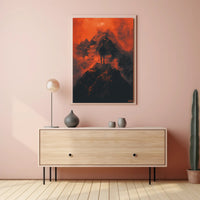 Adventurous Solitude on Mountain Peak: Abstract or Artistic Poster PosterGoat