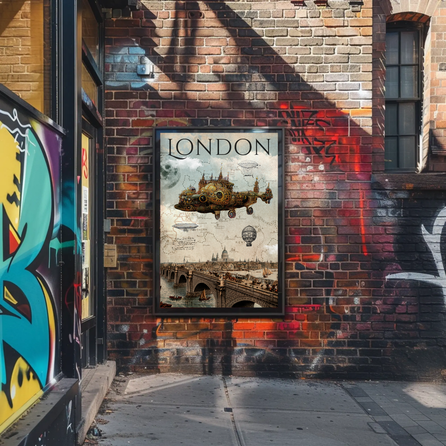 Vintage Poster Steampunk London Airship