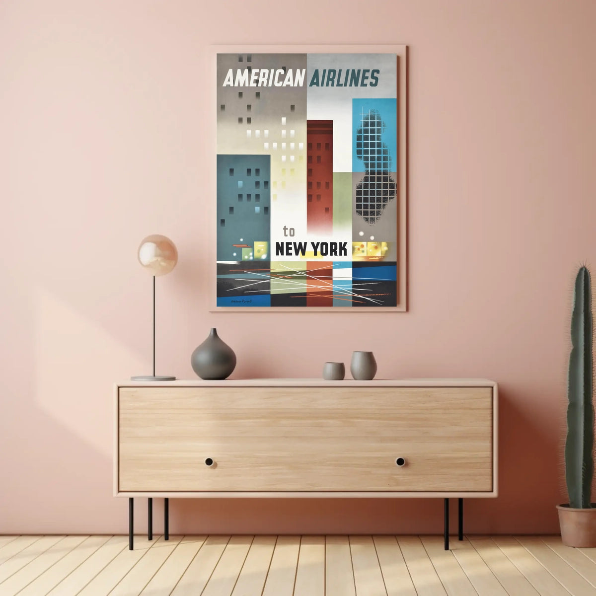 American Airlines New York City Poster Vintage Wall Art