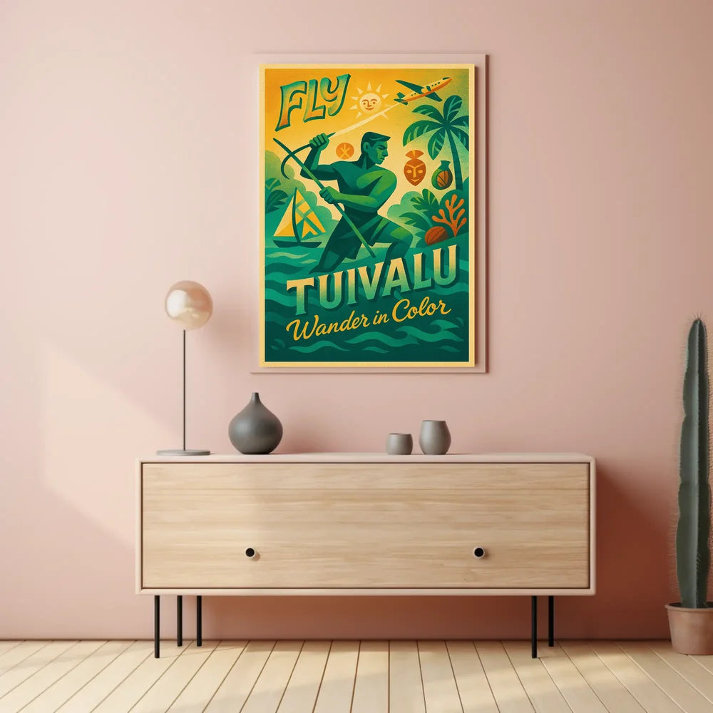 Fly Tuvalu Vintage Travel Poster PosterGoat