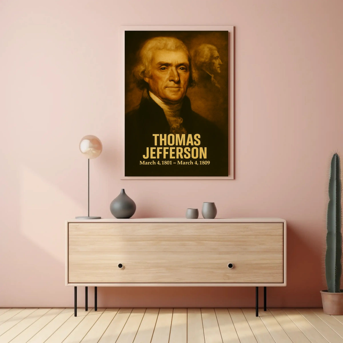 Thomas Jefferson Poster Vintage Presidential Portrait Print Retro Analog Film Aesthetic Founding Father Wall Art
