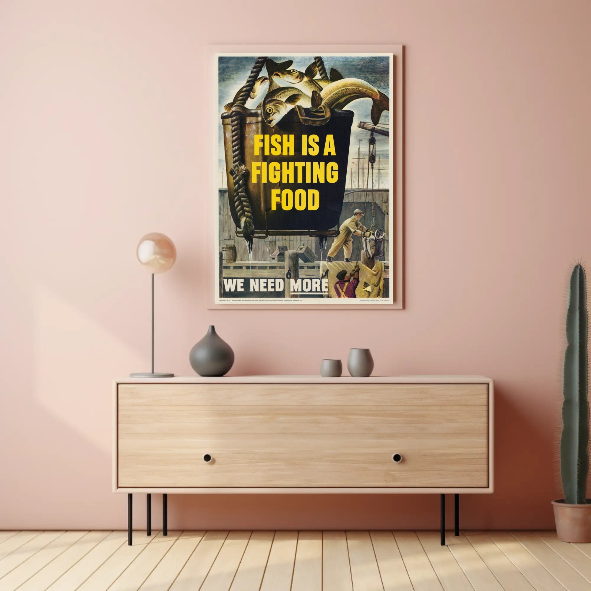 FISH IS A FIGHTING FOOD WWII Propaganda Poster PosterGoat