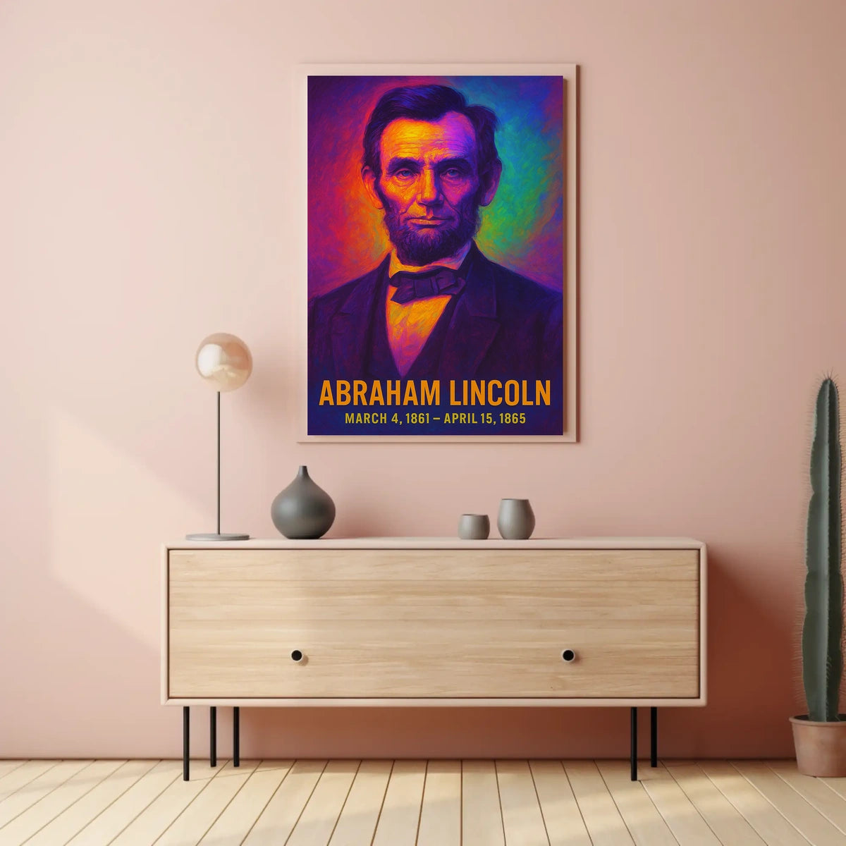 Abraham Lincoln 16th President of the United States Neon Gradient Overlay Poster