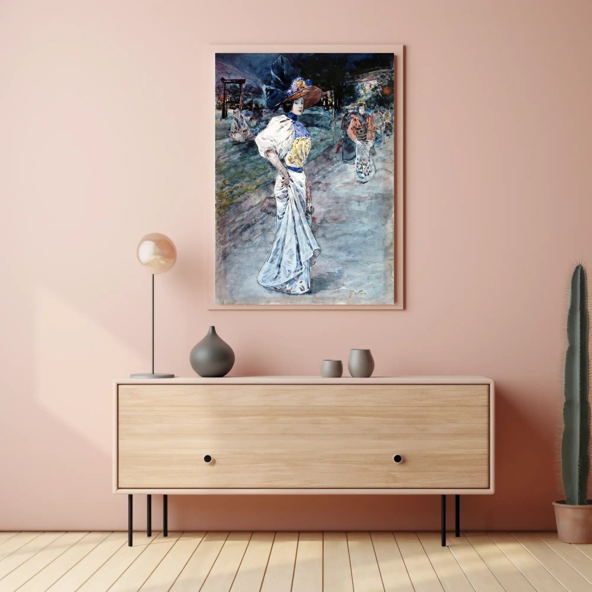 Elegance in the Evening: Cultural Fusion Watercolor Poster