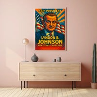 Lyndon B. Johnson 36th President of the United States Colorful Comic Book Style Poster