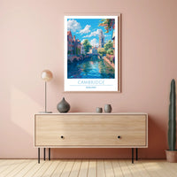 Cambridge Charm: Idyllic Canal Cityscape Travel Poster