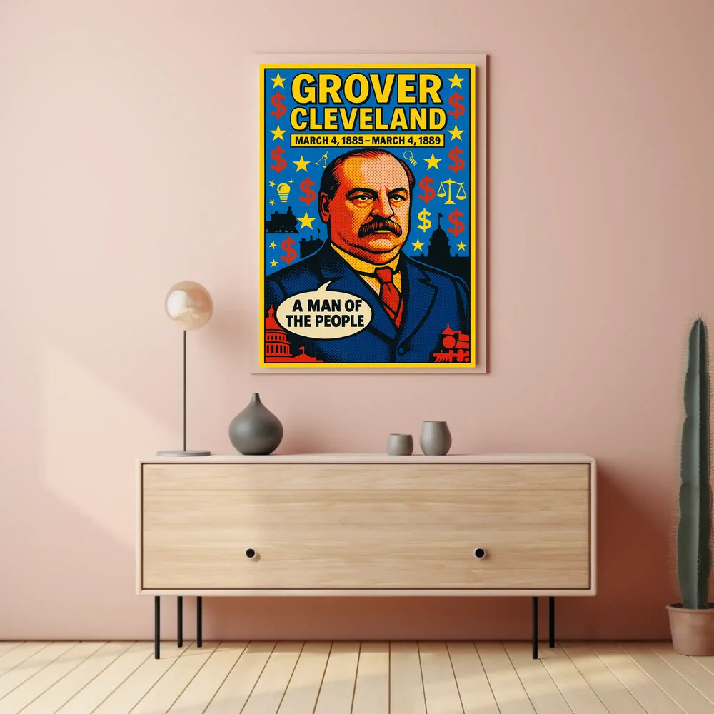 Grover Cleveland Pop Art Vintage Presidential Poster PosterGoat