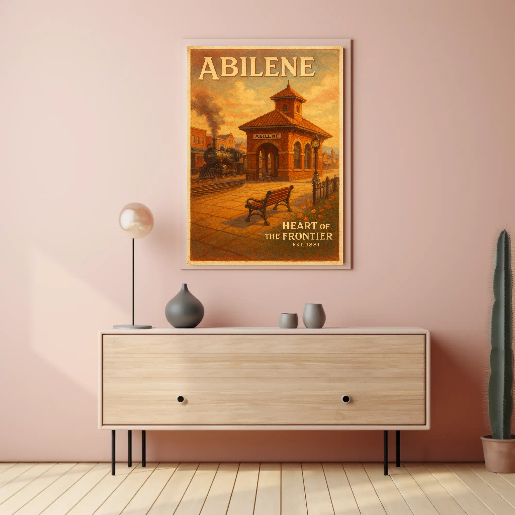 Abilene Vintage Travel Poster Heart Of Frontier