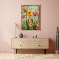 Floral Elegance: Tulips & Daffodils Vintage Artistic Poster PosterGoat