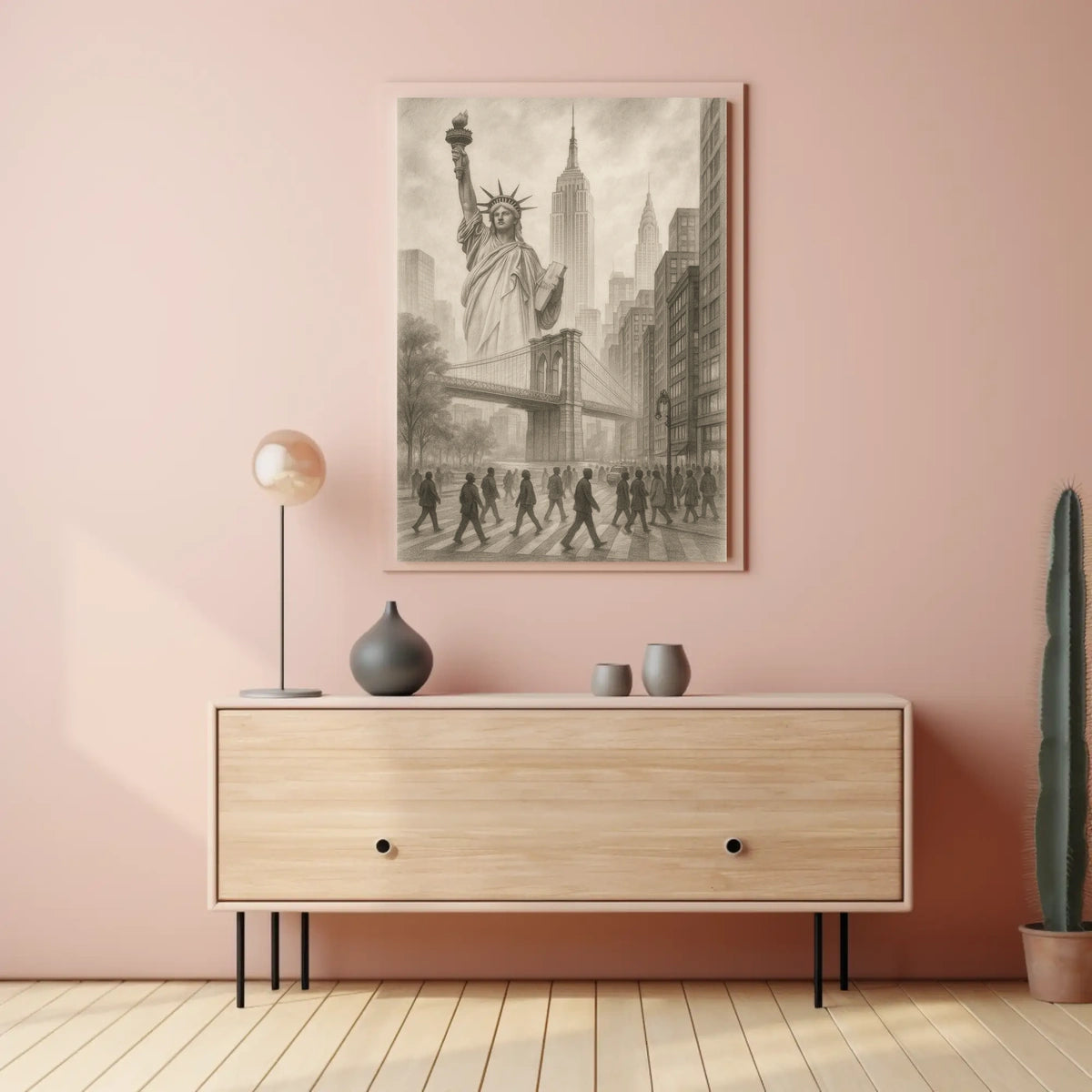 Surreal New York City Illustration Poster Vintage Wall Art