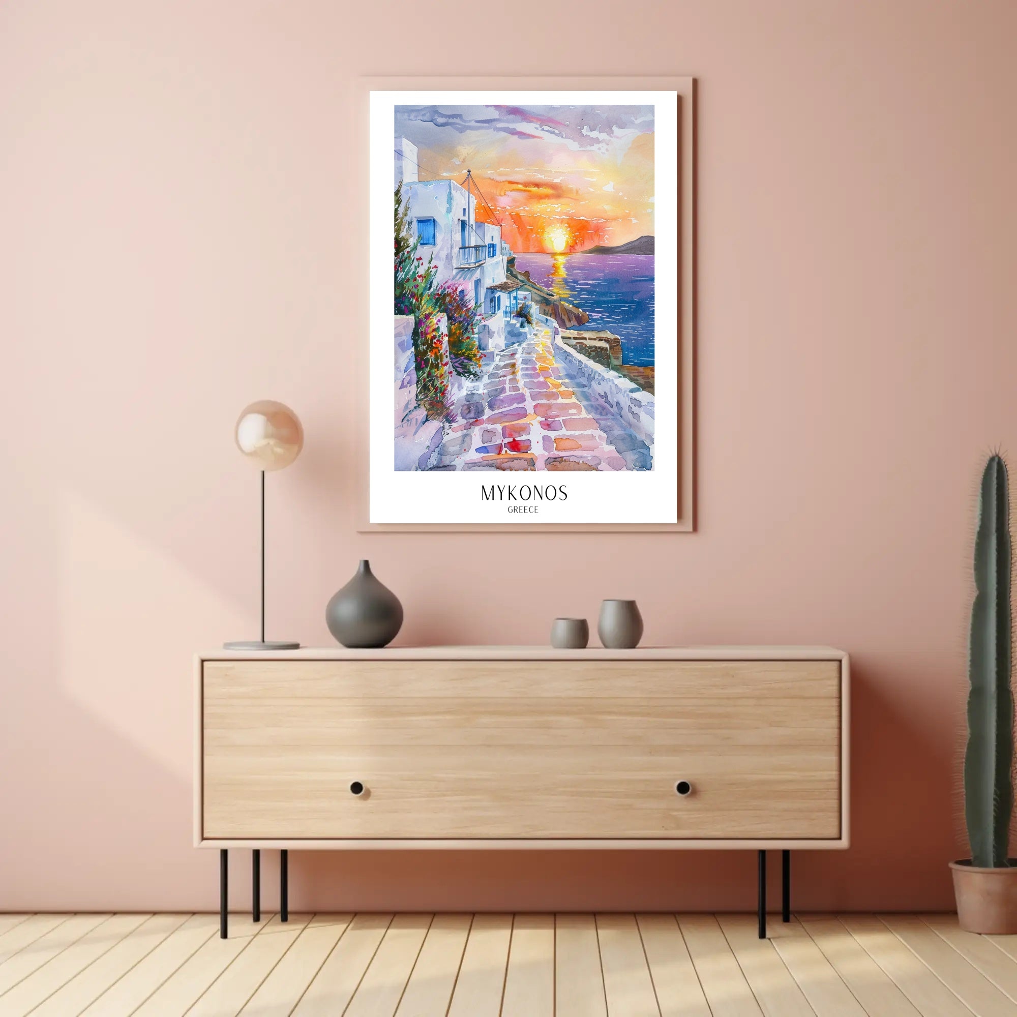 Mykonos Sunset Mediterranean Charm Travel Poster PosterGoat