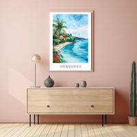 Serene Honduran Coastal Landscape Travel Poster PosterGoat