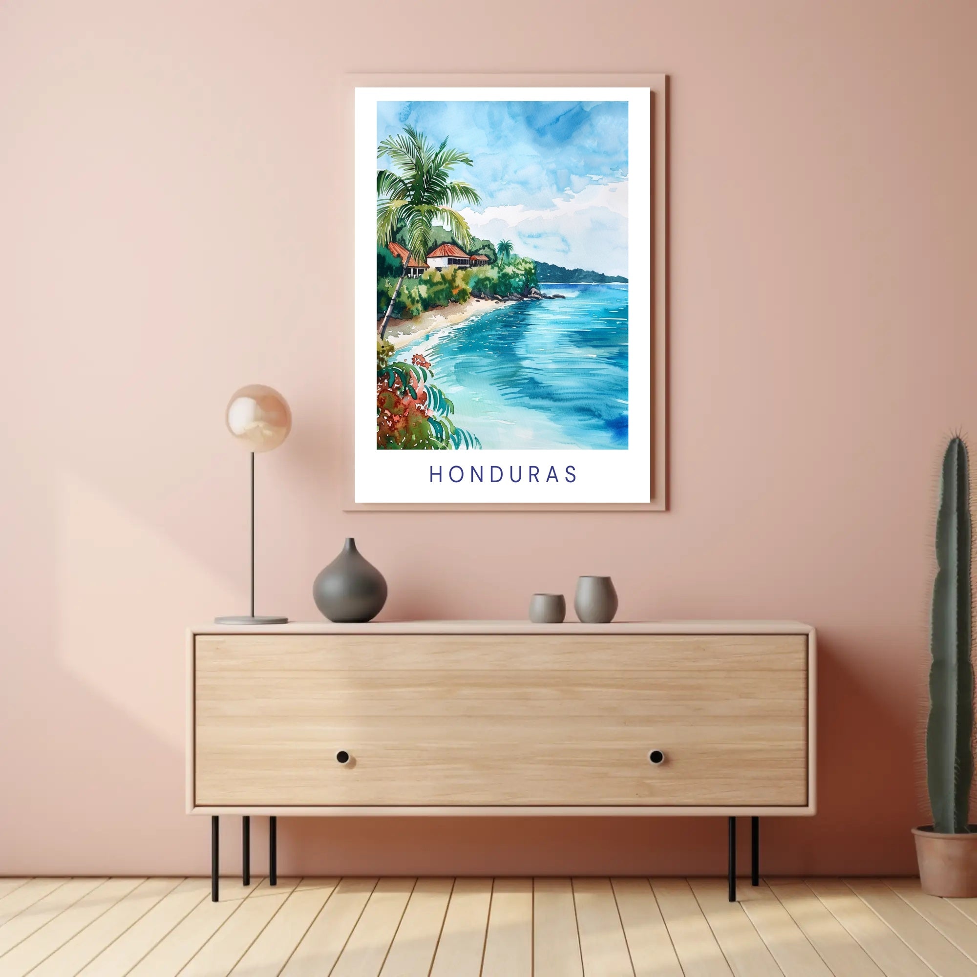 Serene Honduran Coastal Landscape Travel Poster PosterGoat