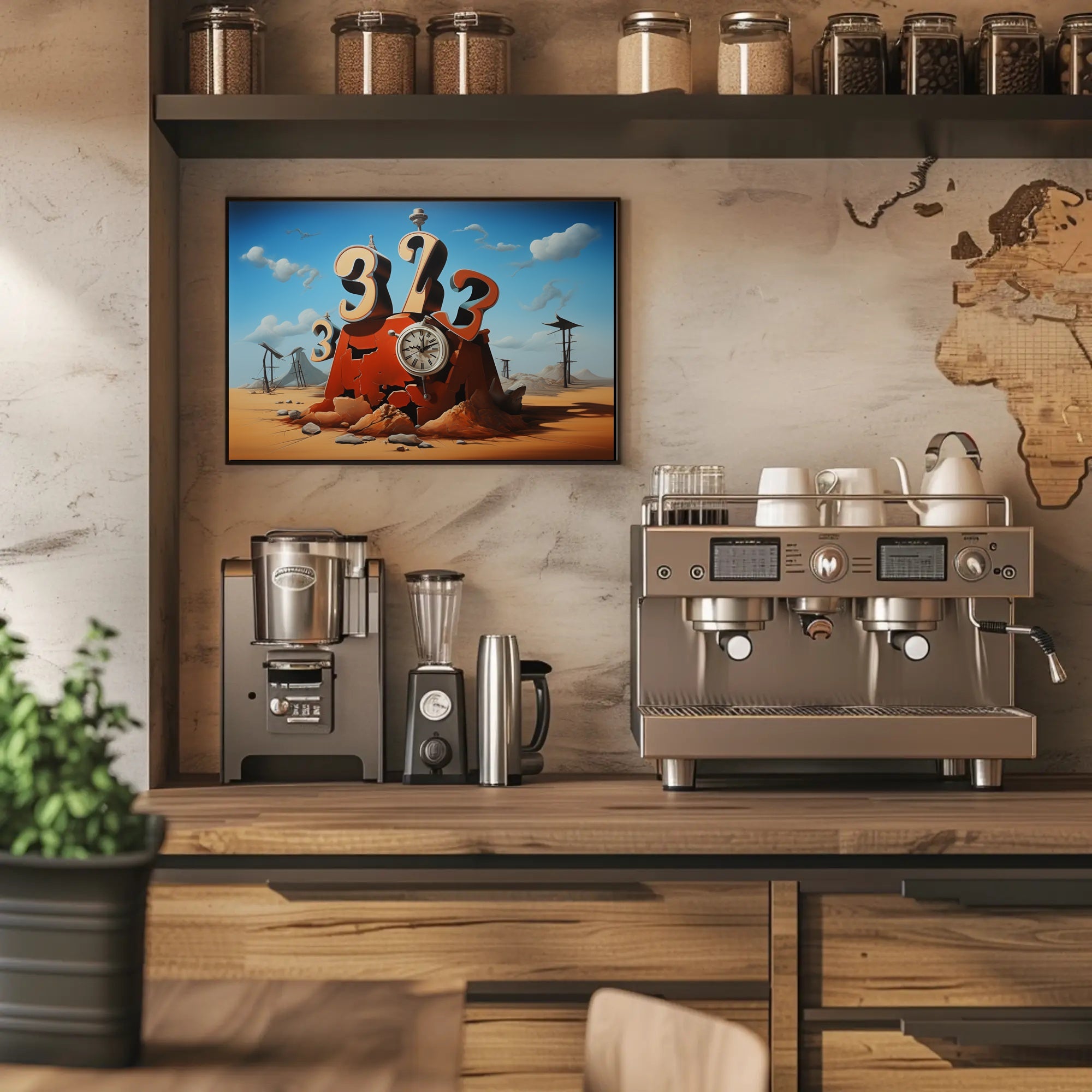 Surreal Desert Time Illusion Artistic Poster