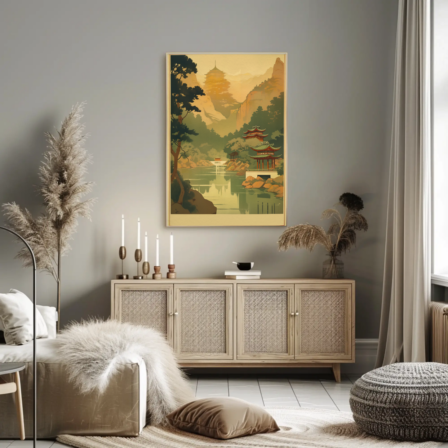 Golden Mist Temple Valley In China Travel Poster