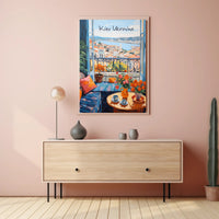 Scenic Balcony Overlooking Kiev Cityscape Poster