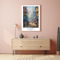 Vibrant Pakistani Urban Street Scene Watercolor Cityscape Poster PosterGoat