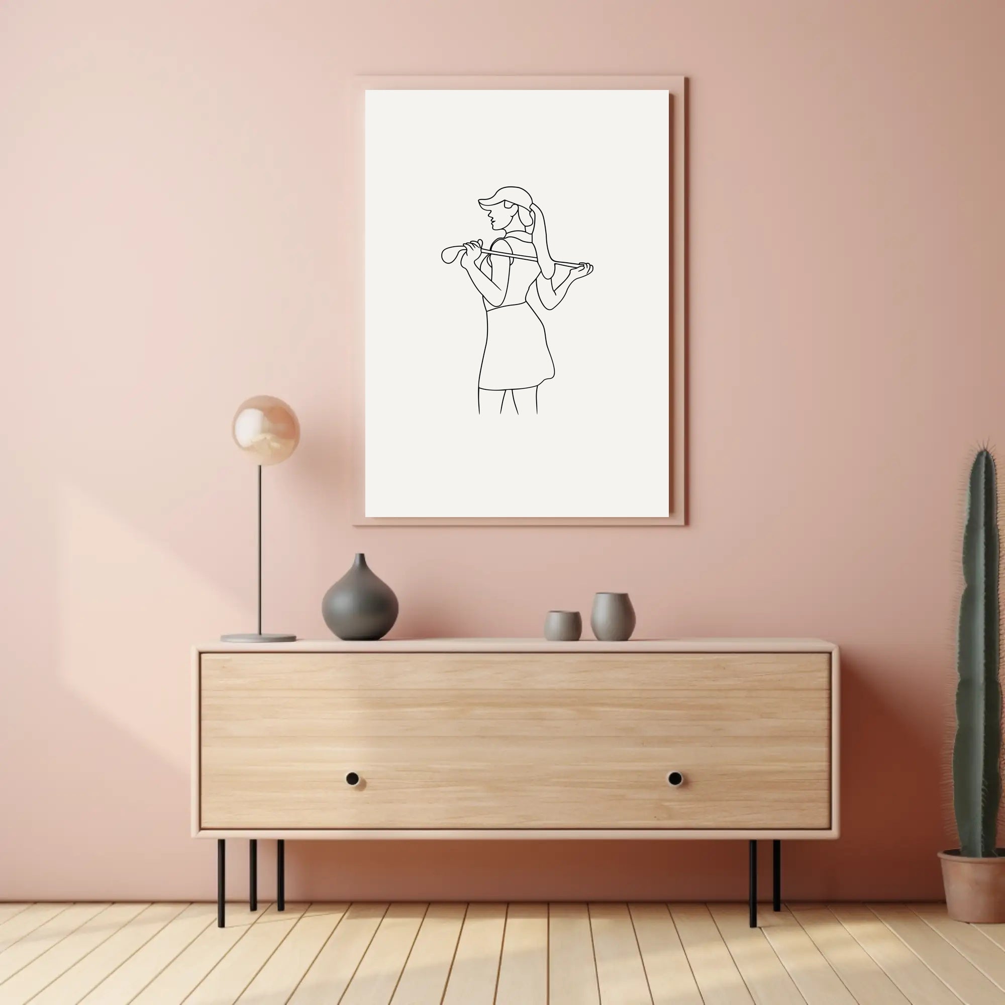 Minimalist Woman Golf Line Drawing Sports Poster