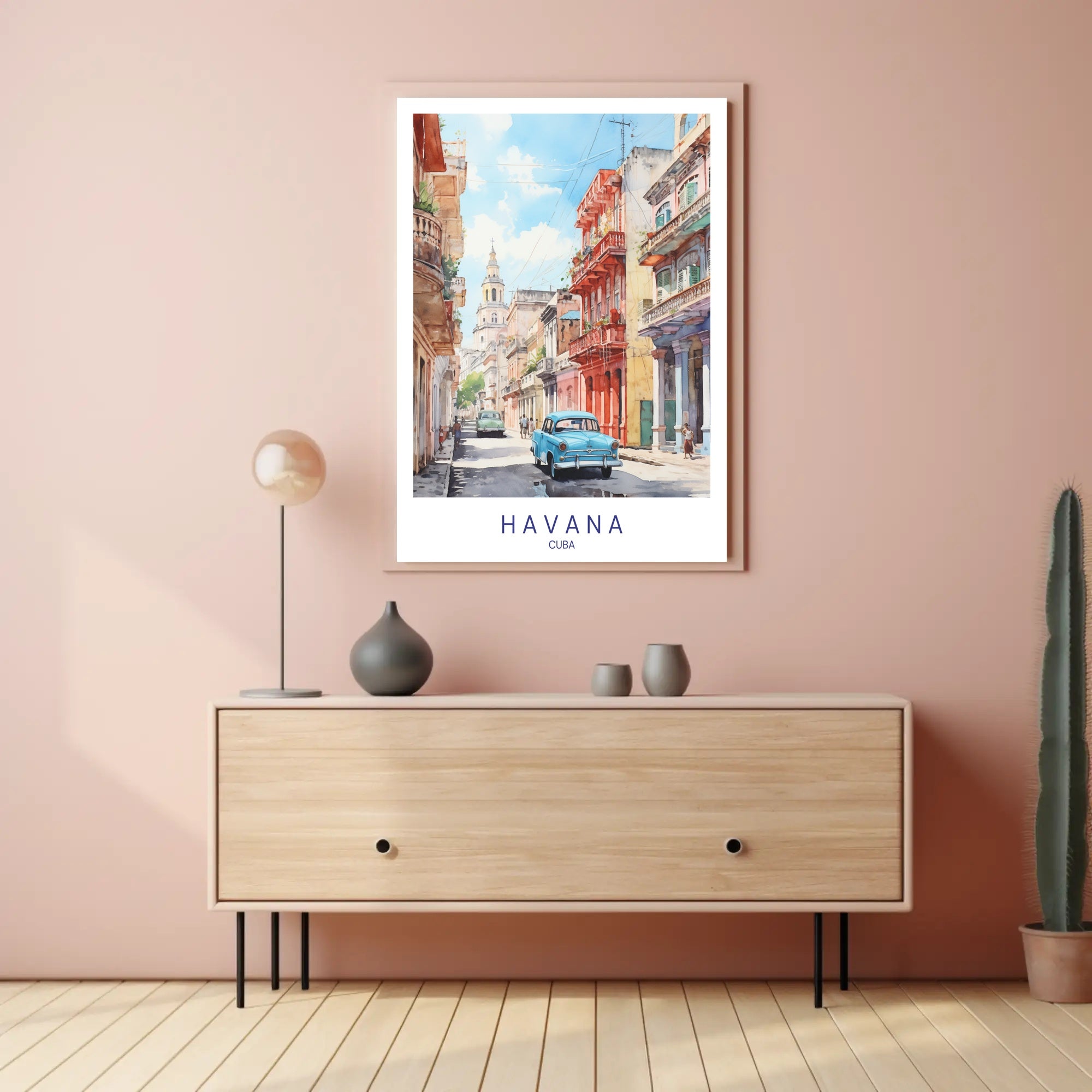 Havana Vintage Car Street Scene Urban or Cityscape Poster PosterGoat
